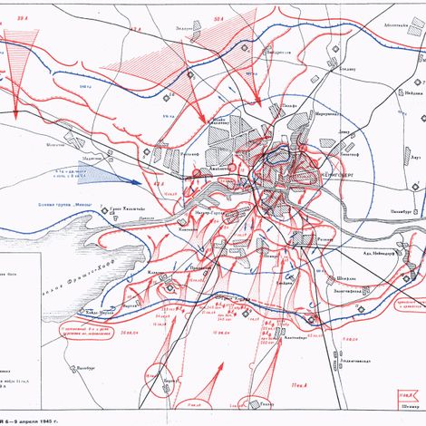 Кенигсберг. Карта «Ход боевых действий 6-9 апреля 1945 г.».