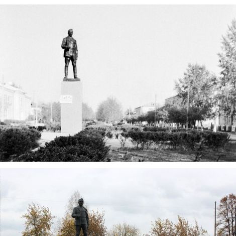 Май 1977 года. Памятник Артему на улице Комсомольской.